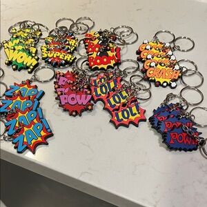 Left over from party ,Vibrant Comic Style Keychain Set for Kids party favors